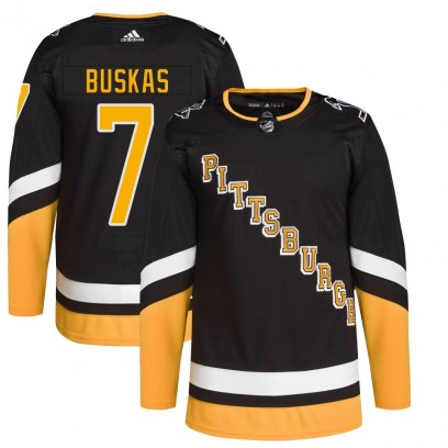 Youth Authentic Pittsburgh Penguins Rod Buskas Adidas 2021/22 Alternate Primegreen Pro Player Jersey - Black