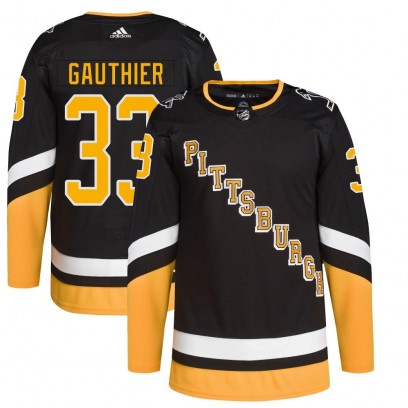 Youth Authentic Pittsburgh Penguins Taylor Gauthier Adidas 2021/22 Alternate Primegreen Pro Player Jersey - Black