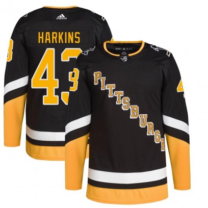 Youth Authentic Pittsburgh Penguins Jansen Harkins Adidas 2021/22 Alternate Primegreen Pro Player Jersey - Black
