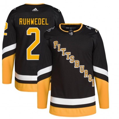 Youth Authentic Pittsburgh Penguins Chad Ruhwedel Adidas 2021/22 Alternate Primegreen Pro Player Jersey - Black