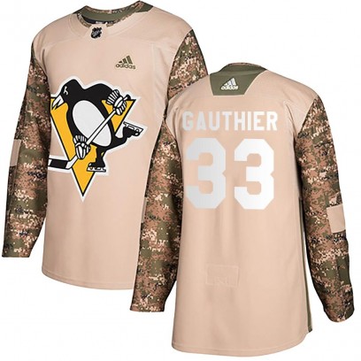 Men's Authentic Pittsburgh Penguins Taylor Gauthier Adidas Veterans Day Practice Jersey - Camo