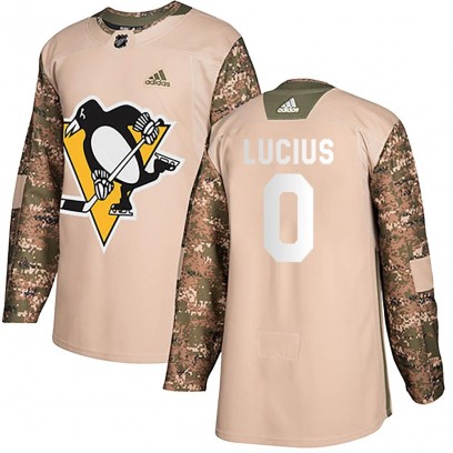 Men's Authentic Pittsburgh Penguins Cruz Lucius Adidas Veterans Day Practice Jersey - Camo