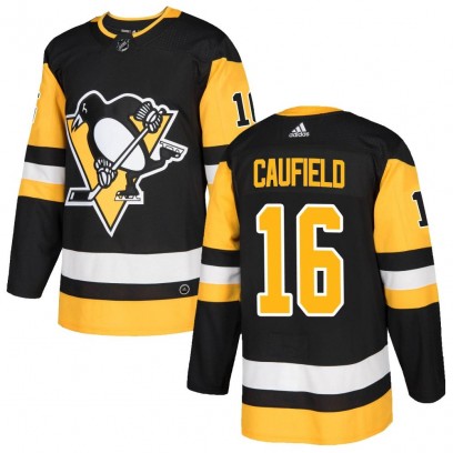 Youth Authentic Pittsburgh Penguins Jay Caufield Adidas Home Jersey - Black