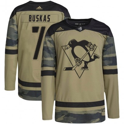 Youth Authentic Pittsburgh Penguins Rod Buskas Adidas Military Appreciation Practice Jersey - Camo