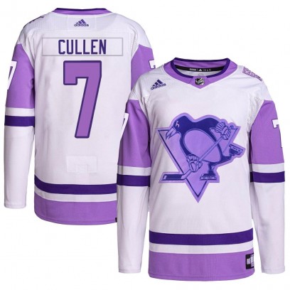 Men's Authentic Pittsburgh Penguins Matt Cullen Adidas Hockey Fights Cancer Primegreen Jersey - White/Purple
