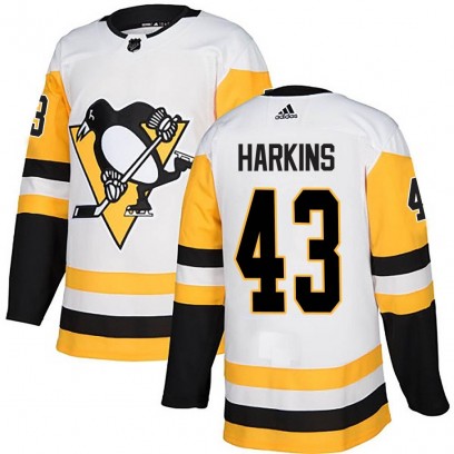 Youth Authentic Pittsburgh Penguins Jansen Harkins Adidas Away Jersey - White