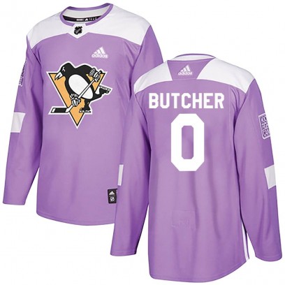 Men's Authentic Pittsburgh Penguins Will Butcher Adidas Fights Cancer Practice Jersey - Purple