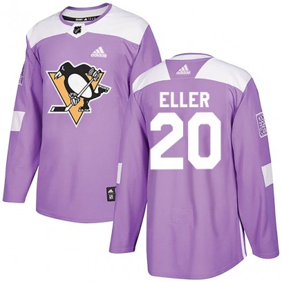 Men's Authentic Pittsburgh Penguins Lars Eller Adidas Fights Cancer Practice Jersey - Purple