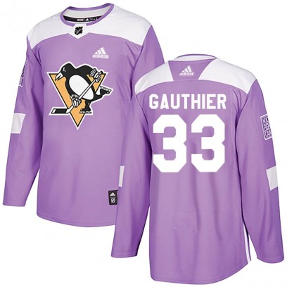 Men's Authentic Pittsburgh Penguins Taylor Gauthier Adidas Fights Cancer Practice Jersey - Purple