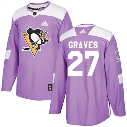 Men's Authentic Pittsburgh Penguins Ryan Graves Adidas Fights Cancer Practice Jersey - Purple