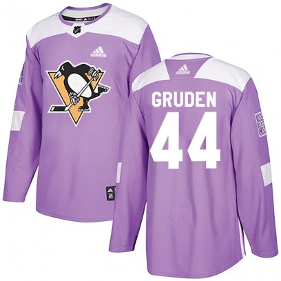 Men's Authentic Pittsburgh Penguins Jonathan Gruden Adidas Fights Cancer Practice Jersey - Purple