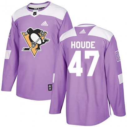 Men's Authentic Pittsburgh Penguins Samuel Houde Adidas Fights Cancer Practice Jersey - Purple