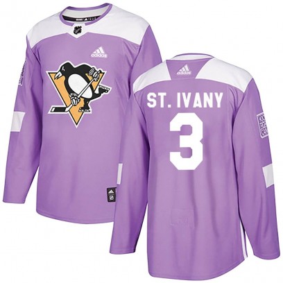 Men's Authentic Pittsburgh Penguins Jack St. Ivany Adidas Fights Cancer Practice Jersey - Purple