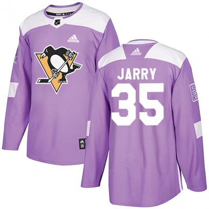 Men's Authentic Pittsburgh Penguins Tristan Jarry Adidas Fights Cancer Practice Jersey - Purple