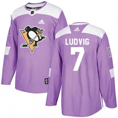 Men's Authentic Pittsburgh Penguins John Ludvig Adidas Fights Cancer Practice Jersey - Purple