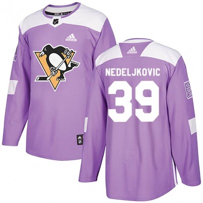 Men's Authentic Pittsburgh Penguins Alex Nedeljkovic Adidas Fights Cancer Practice Jersey - Purple