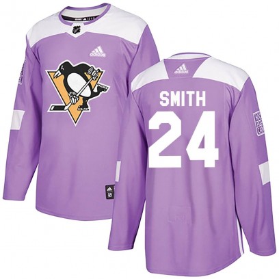 Men's Authentic Pittsburgh Penguins Ty Smith Adidas Fights Cancer Practice Jersey - Purple