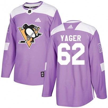 Men's Authentic Pittsburgh Penguins Brayden Yager Adidas Fights Cancer Practice Jersey - Purple