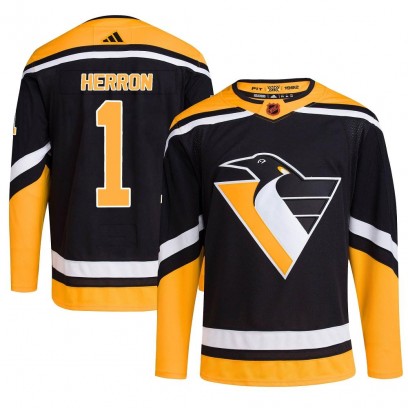Youth Authentic Pittsburgh Penguins Denis Herron Adidas Reverse Retro 2.0 Jersey - Black