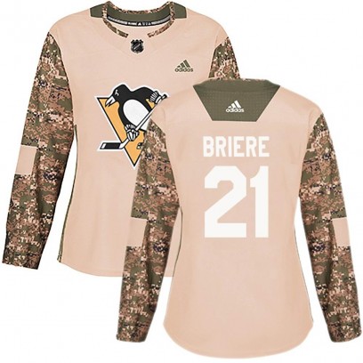 Women's Authentic Pittsburgh Penguins Michel Briere Adidas Veterans Day Practice Jersey - Camo