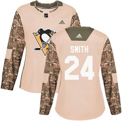 Women's Authentic Pittsburgh Penguins Ty Smith Adidas Veterans Day Practice Jersey - Camo