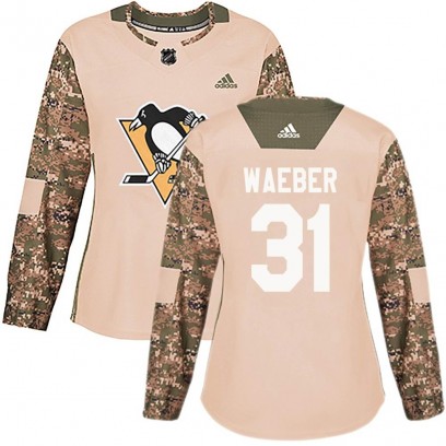 Women's Authentic Pittsburgh Penguins Ludovic Waeber Adidas Veterans Day Practice Jersey - Camo