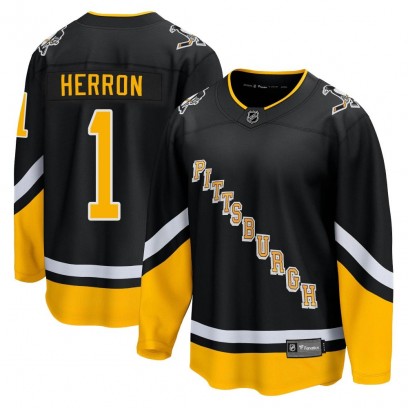 Men's Premier Pittsburgh Penguins Denis Herron Fanatics Branded 2021/22 Alternate Breakaway Player Jersey - Black