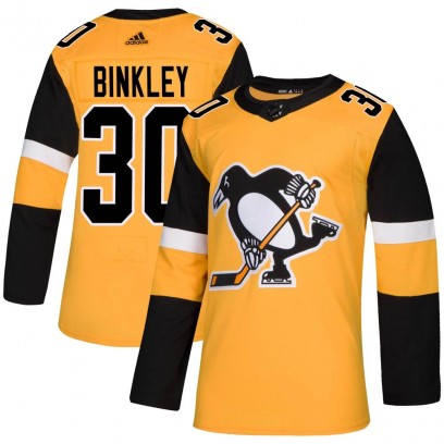 Youth Authentic Pittsburgh Penguins Les Binkley Adidas Alternate Jersey - Gold