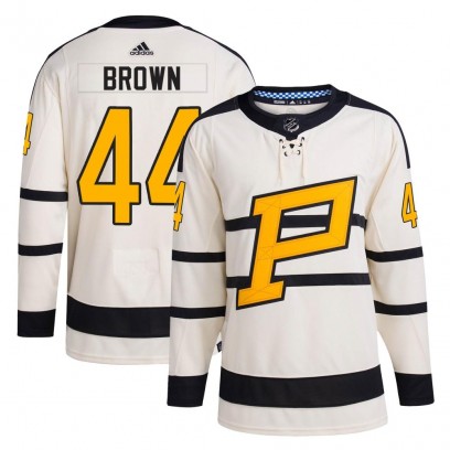 Men's Authentic Pittsburgh Penguins Rob Brown Adidas Cream 2023 Winter Classic Jersey - Brown