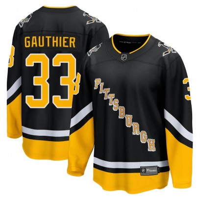 Youth Premier Pittsburgh Penguins Taylor Gauthier Fanatics Branded 2021/22 Alternate Breakaway Player Jersey - Black
