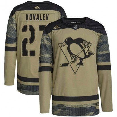 Men's Authentic Pittsburgh Penguins Alex Kovalev Adidas Military Appreciation Practice Jersey - Camo