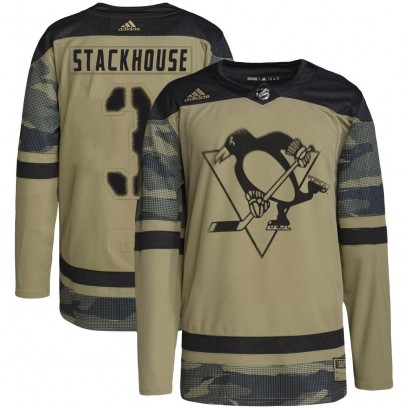 Men's Authentic Pittsburgh Penguins Ron Stackhouse Adidas Military Appreciation Practice Jersey - Camo