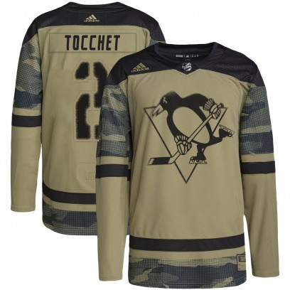 Men's Authentic Pittsburgh Penguins Rick Tocchet Adidas Military Appreciation Practice Jersey - Camo