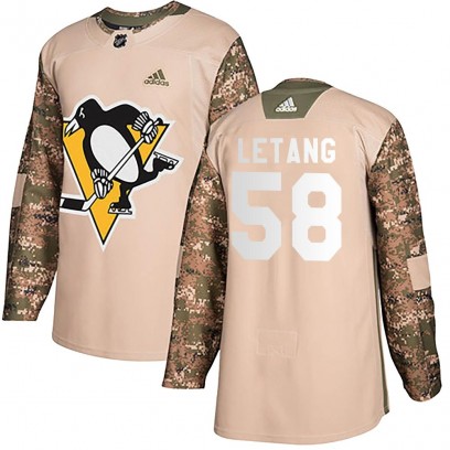 Youth Authentic Pittsburgh Penguins Kris Letang Adidas Veterans Day Practice Jersey - Camo