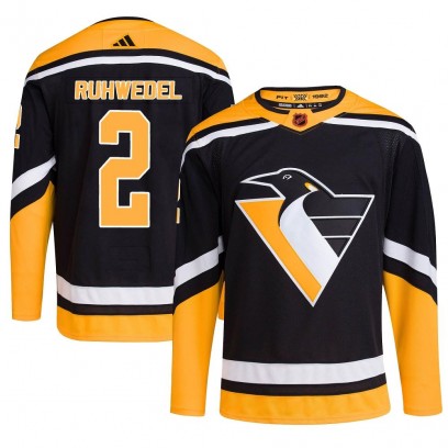 Men's Authentic Pittsburgh Penguins Chad Ruhwedel Adidas Reverse Retro 2.0 Jersey - Black