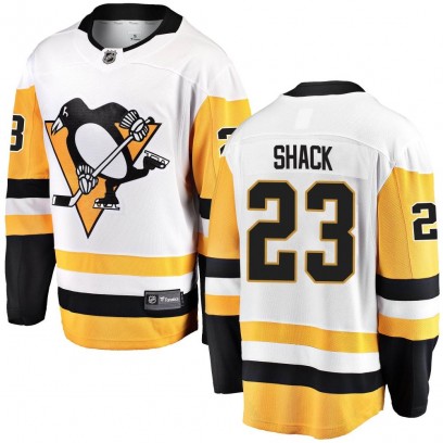 Men's Breakaway Pittsburgh Penguins Eddie Shack Fanatics Branded Away Jersey - White