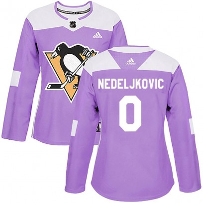 Women's Authentic Pittsburgh Penguins Alex Nedeljkovic Adidas Fights Cancer Practice Jersey - Purple