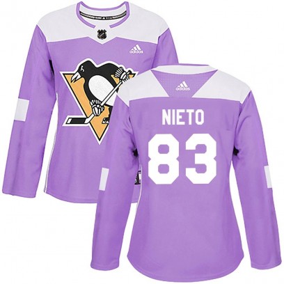 Women's Authentic Pittsburgh Penguins Matt Nieto Adidas Fights Cancer Practice Jersey - Purple