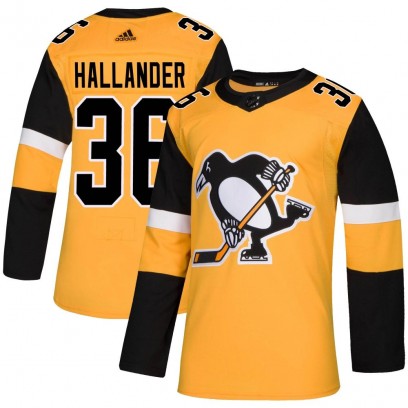 Men's Authentic Pittsburgh Penguins Filip Hallander Adidas Alternate Jersey - Gold