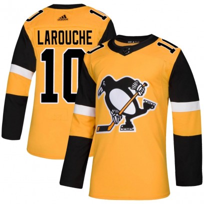 Men's Authentic Pittsburgh Penguins Pierre Larouche Adidas Alternate Jersey - Gold