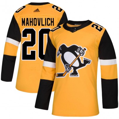 Men's Authentic Pittsburgh Penguins Peter Mahovlich Adidas Alternate Jersey - Gold