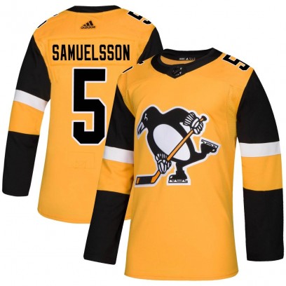 Men's Authentic Pittsburgh Penguins Ulf Samuelsson Adidas Alternate Jersey - Gold