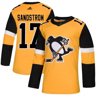 Men's Authentic Pittsburgh Penguins Tomas Sandstrom Adidas Alternate Jersey - Gold