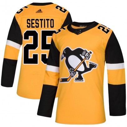 Men's Authentic Pittsburgh Penguins Tom Sestito Adidas Alternate Jersey - Gold