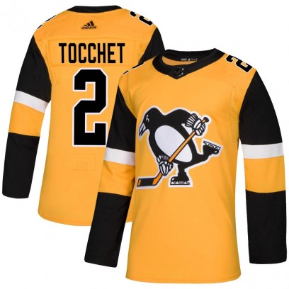 Men's Authentic Pittsburgh Penguins Rick Tocchet Adidas Alternate Jersey - Gold