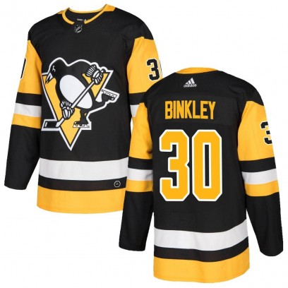 Men's Authentic Pittsburgh Penguins Les Binkley Adidas Home Jersey - Black