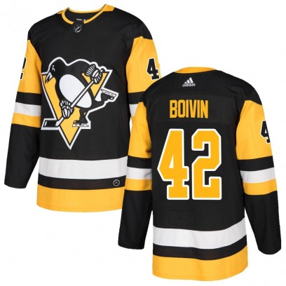 Men's Authentic Pittsburgh Penguins Leo Boivin Adidas Home Jersey - Black