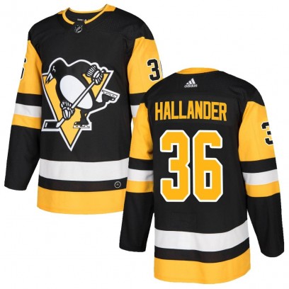Men's Authentic Pittsburgh Penguins Filip Hallander Adidas Home Jersey - Black