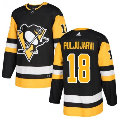 Men's Authentic Pittsburgh Penguins Jesse Puljujarvi Adidas Home Jersey - Black