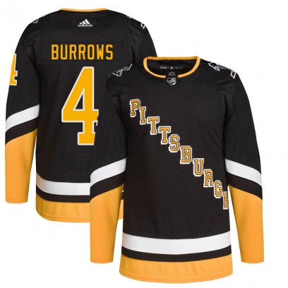 Men's Authentic Pittsburgh Penguins Dave Burrows Adidas 2021/22 Alternate Primegreen Pro Player Jersey - Black